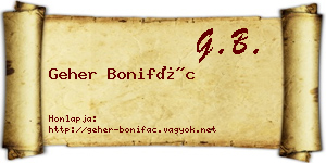 Geher Bonifác névjegykártya